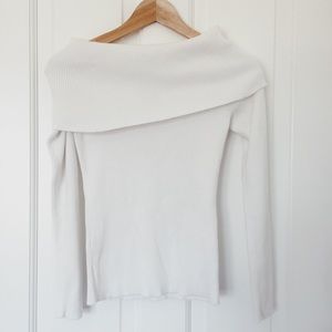 Small White Cowl Neck Sweater